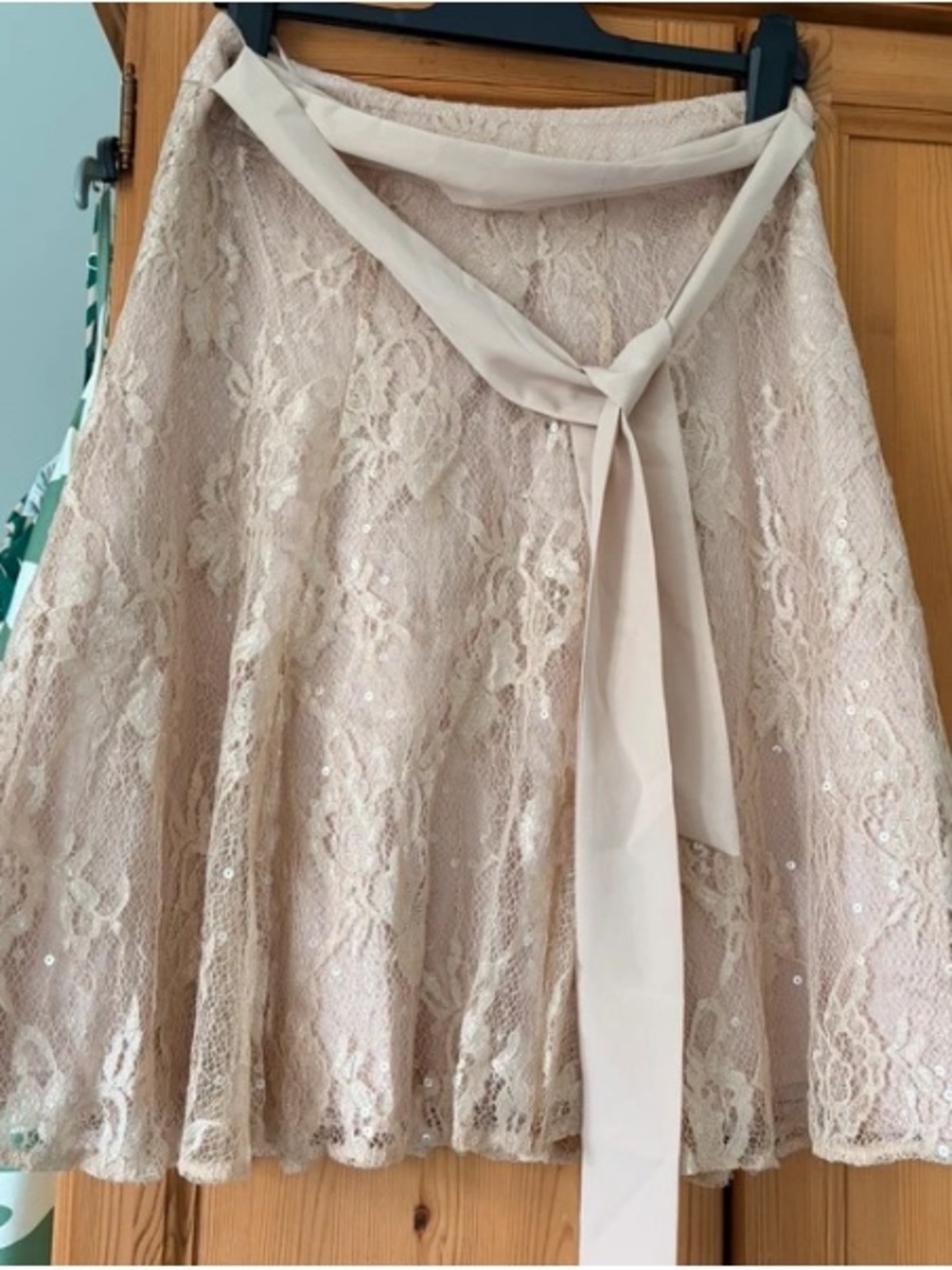 Laura Ashley Pale Blush Lace Skirt with Satin Lining
